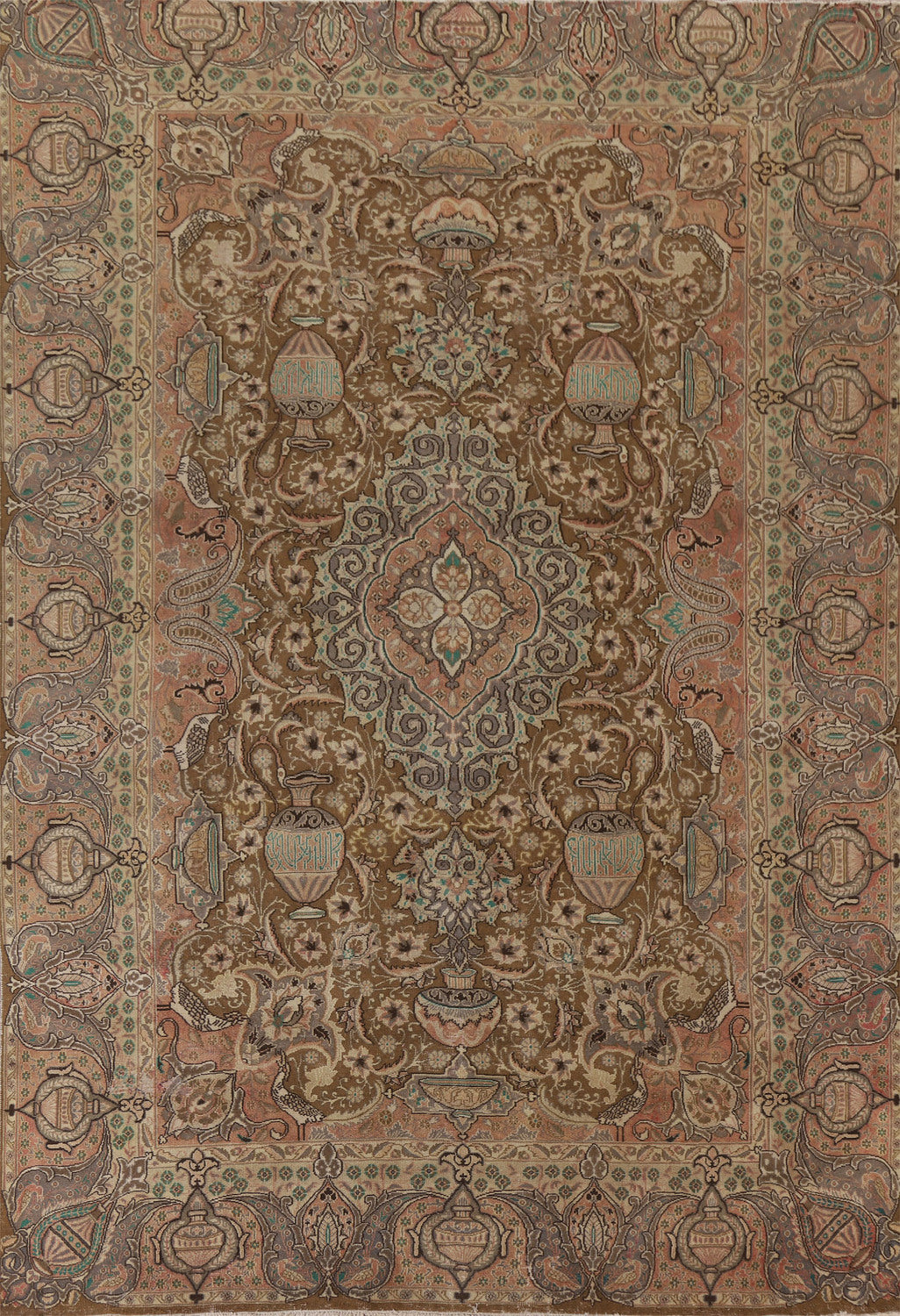 Brown Floral Kashmar Persian Area Rug 9x12