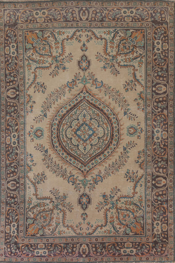Distressed Wool Tabriz Persian Area Rug 7x10