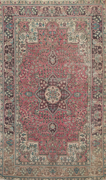 Vintage Floral Tabriz Persian Area Rug 6x10