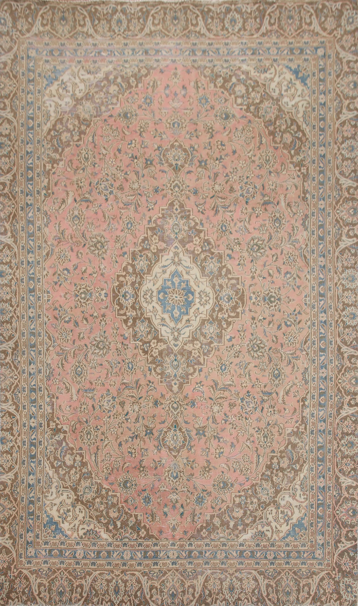 Pink Floral Mashad Persian Area Rug 7x10