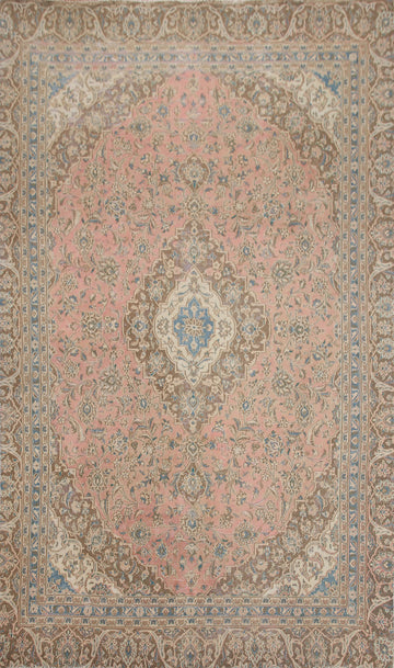 Pink Floral Mashad Persian Area Rug 7x10