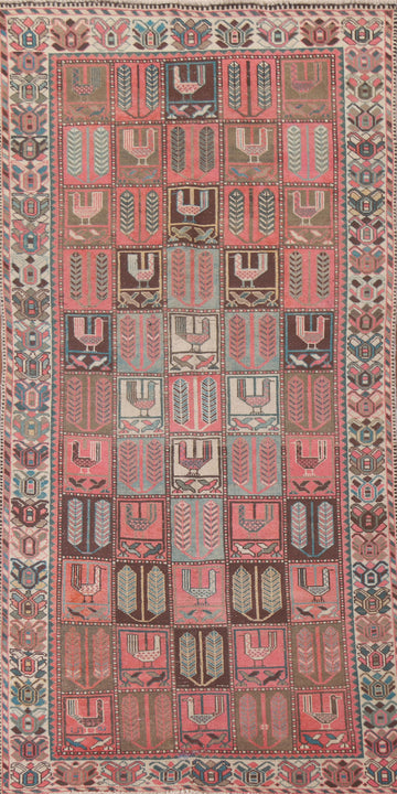 Pink Wool Bakhtiari Persian Area Rug 5x9