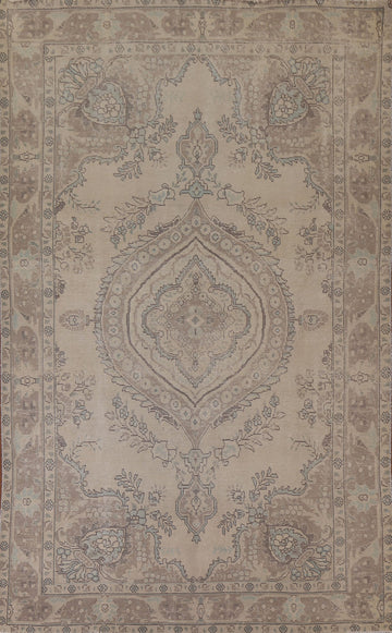 Vintage Distressed Tabriz Persian Area Rug 6x9