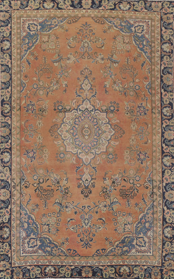 Handmade Wool Mashad Persian Area Rug 6x9