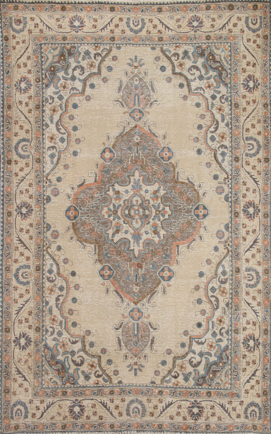 Distressed Wool Tabriz Persian Area Rug 6x9