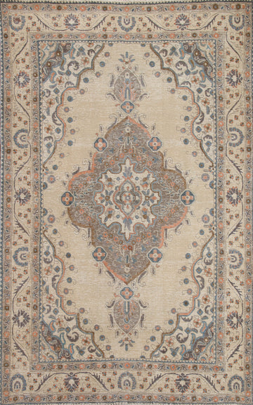 Distressed Wool Tabriz Persian Area Rug 6x9
