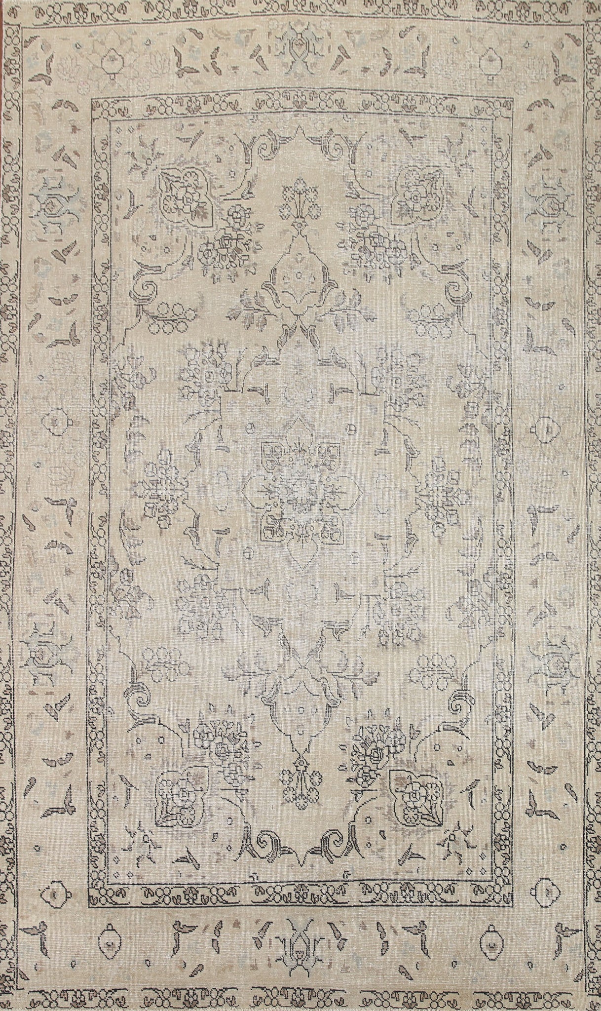 Distressed Wool Tabriz Persian Area Rug 7x10