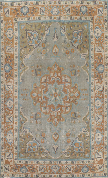 Distressed Wool Tabriz Persian Area Rug 7x10