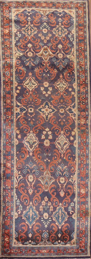 Navy Blue Hamedan Persian Runner Rug 3x11