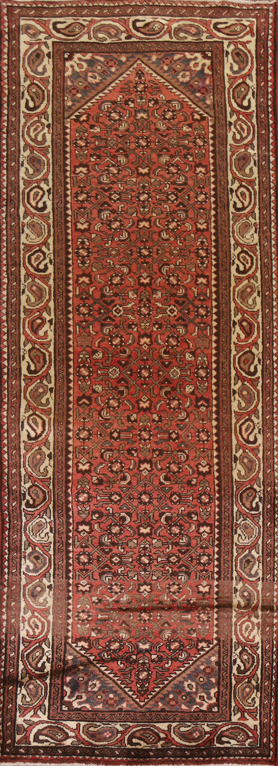 Vintage Wool Hamedan Persian Runner Rug 3x10