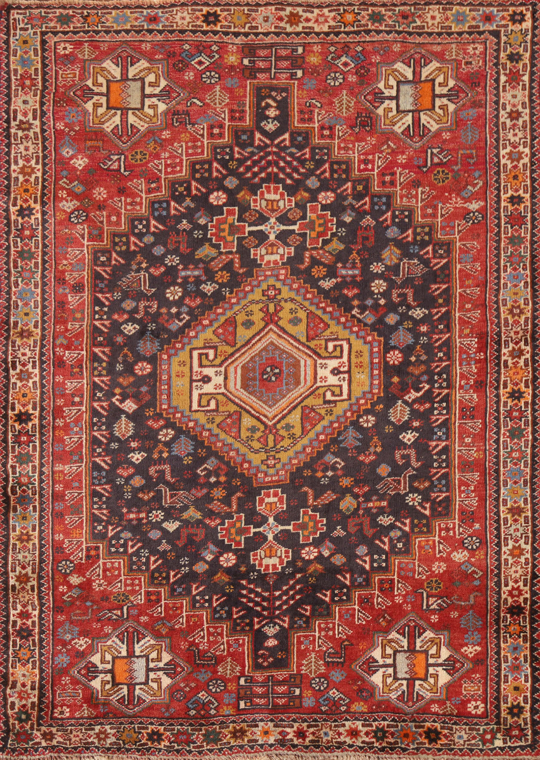Tribal Wool Shiraz Persian Rug 4x5
