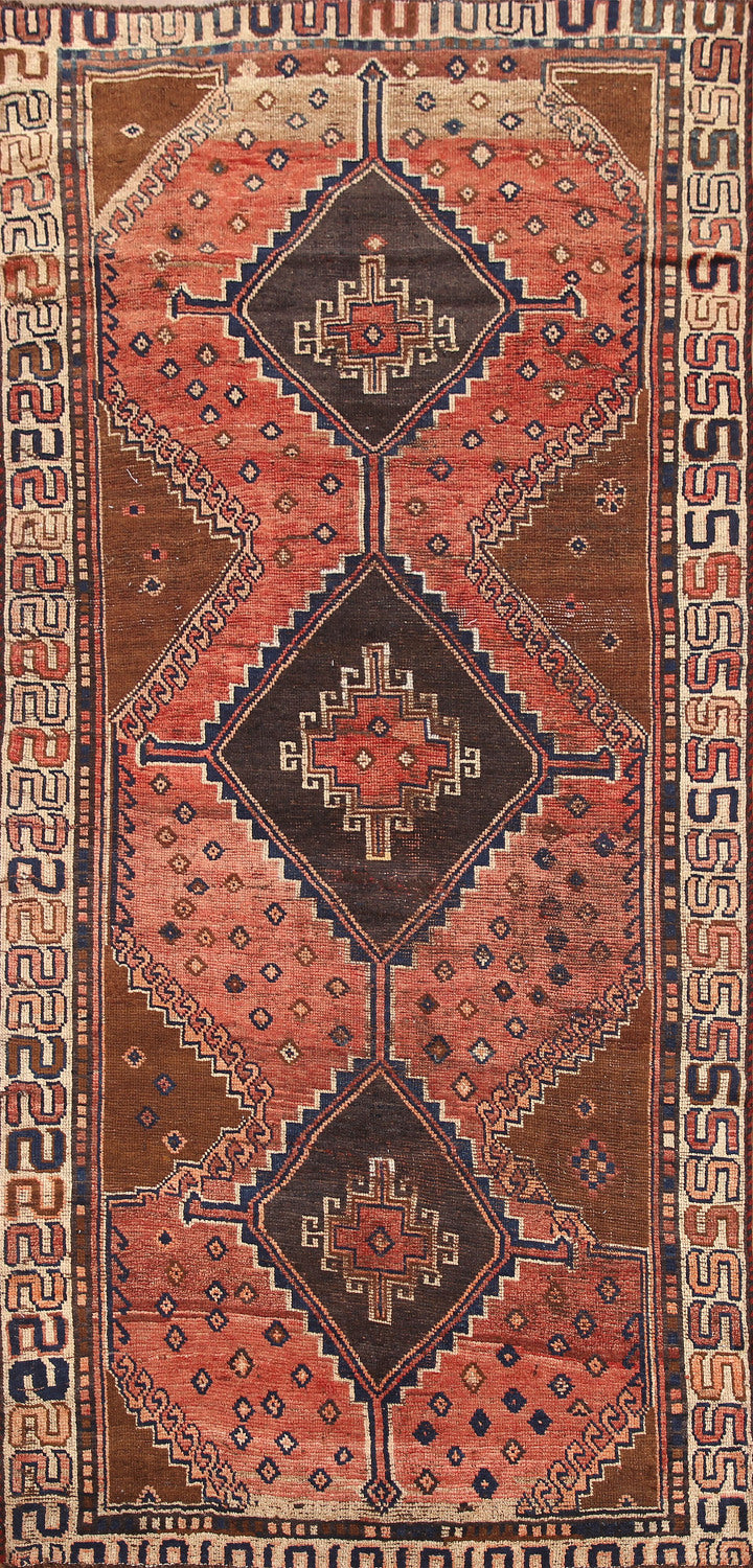 Geometric Wool Qashqai Persian Runner Rug 4x9