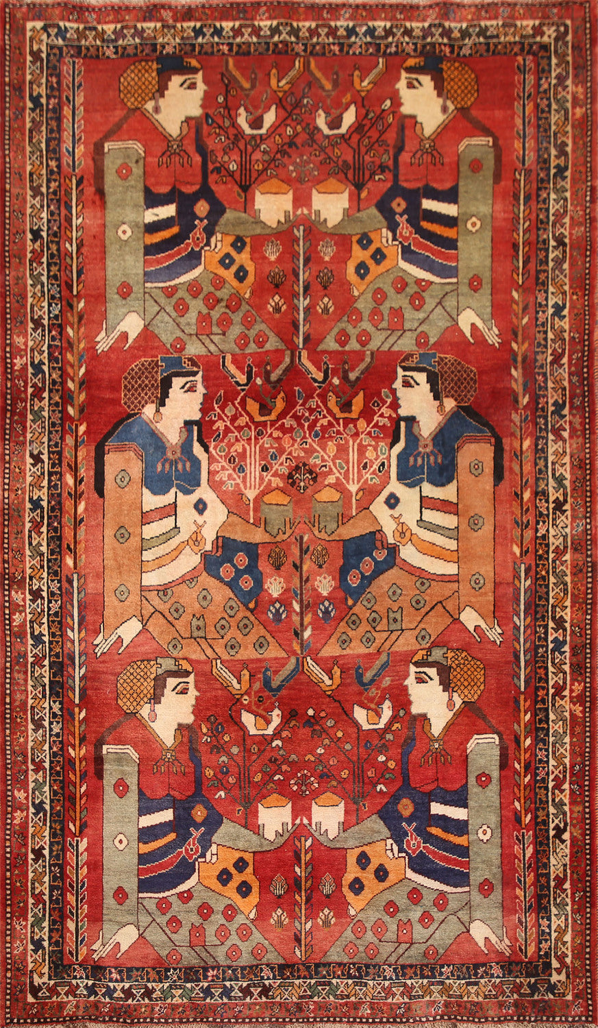 Pictorial Red Shiraz Persian Area Rug 6x9