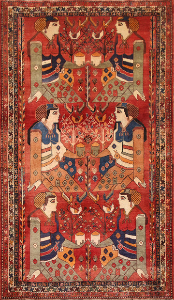 Pictorial Red Shiraz Persian Area Rug 6x9