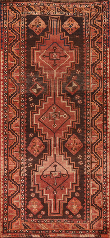Tribal Wool Qashqai Persian Runner Rug 4x9