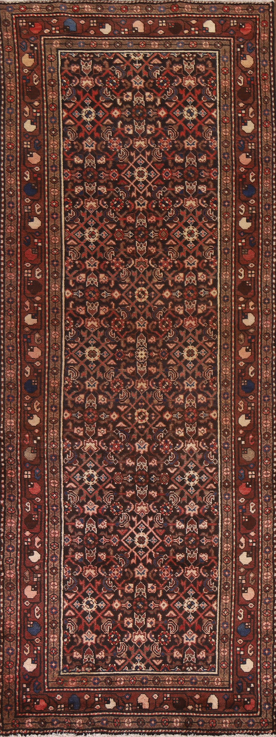 Geometric Wool Hamedan Persian Runner Rug 3x10