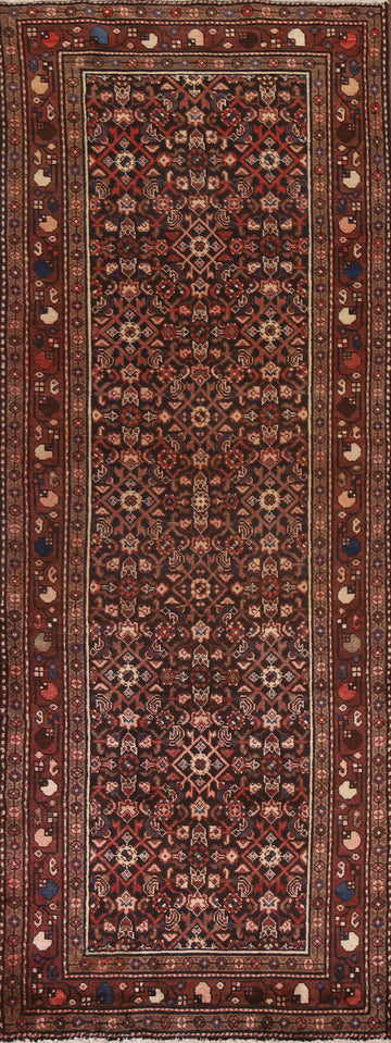 Geometric Wool Hamedan Persian Runner Rug 3x10