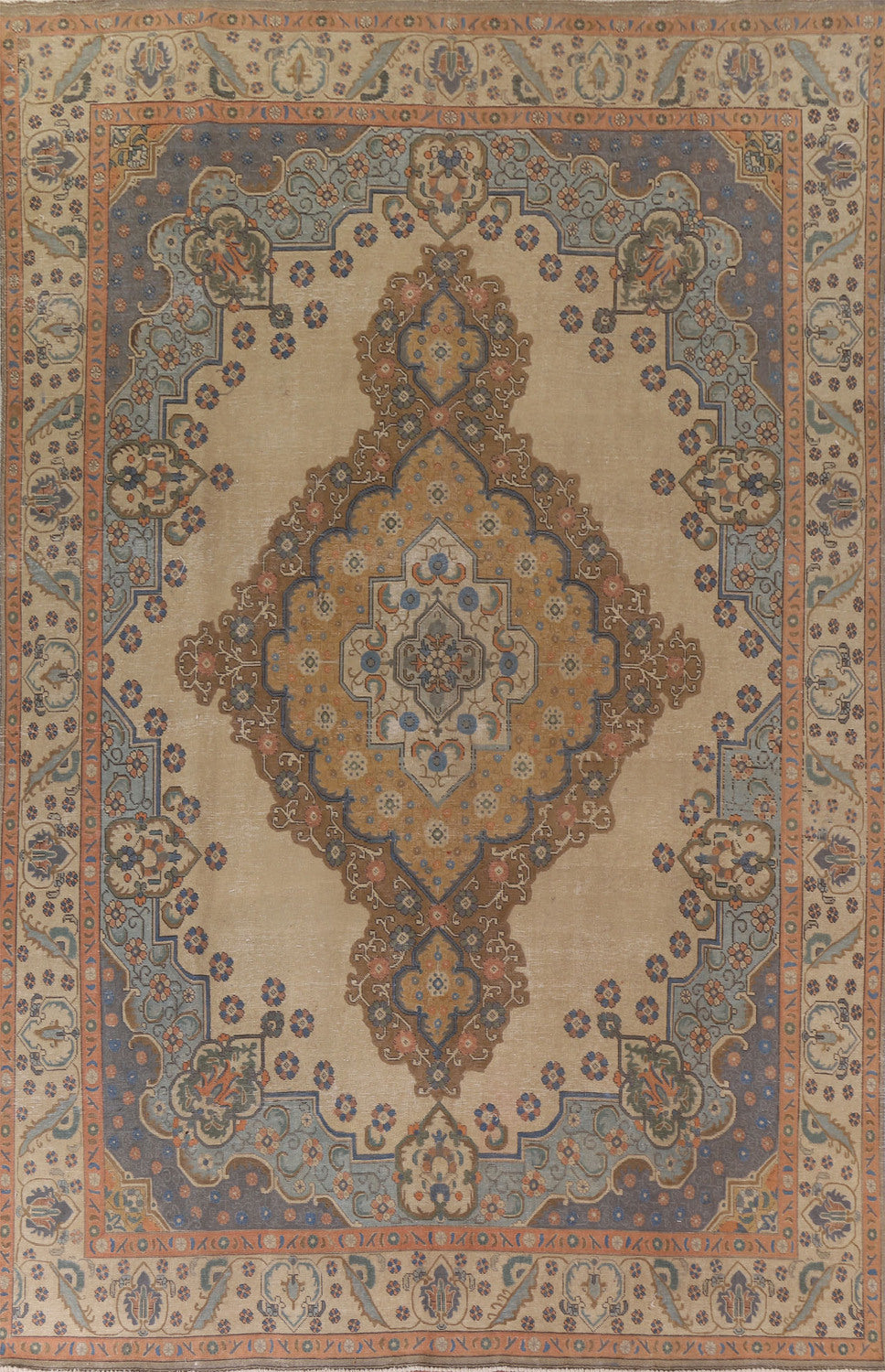 Distressed Over-Dyed Tabriz Persian Area Rug 9x13