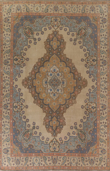 Distressed Over-Dyed Tabriz Persian Area Rug 9x13
