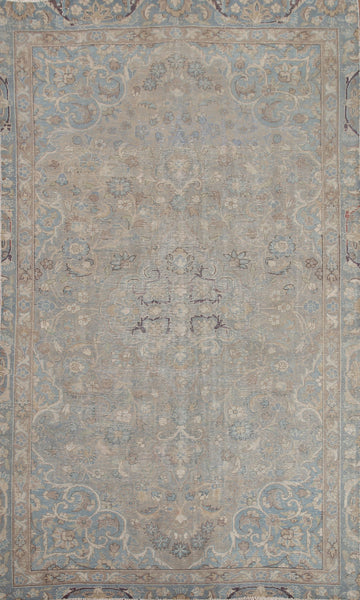 Distressed Floral Tabriz Persian Area Rug 5x8