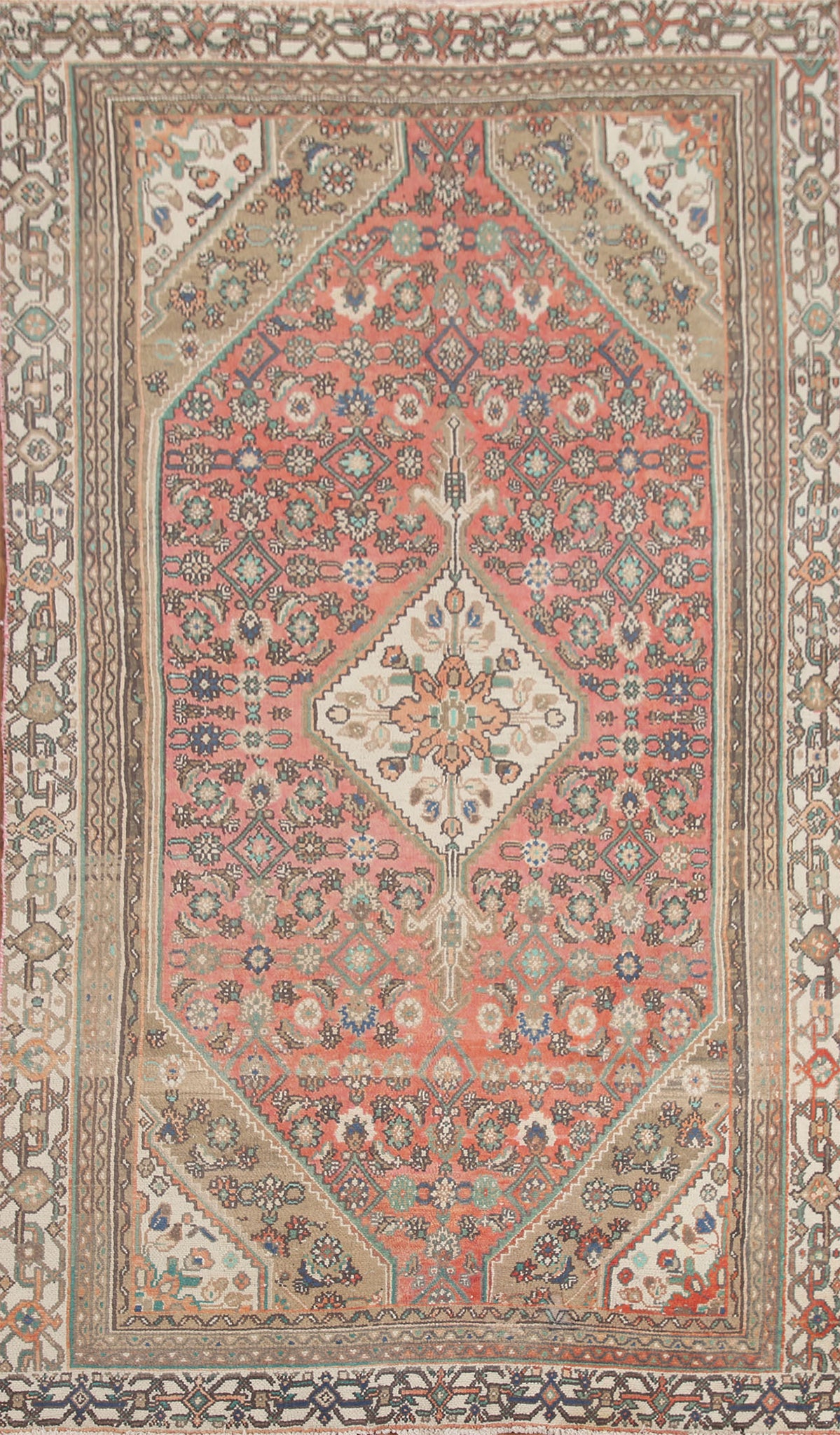 Pink Geometric Hamedan Persian Area Rug 6x9