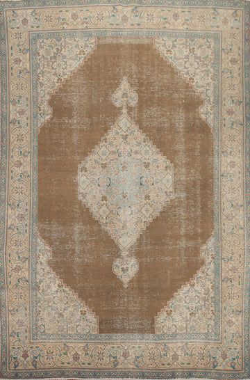 Brown Wool Tabriz Persian Area Rug 8x11