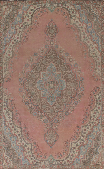 Pink Wool Tabriz Persian Area Rug 6x10
