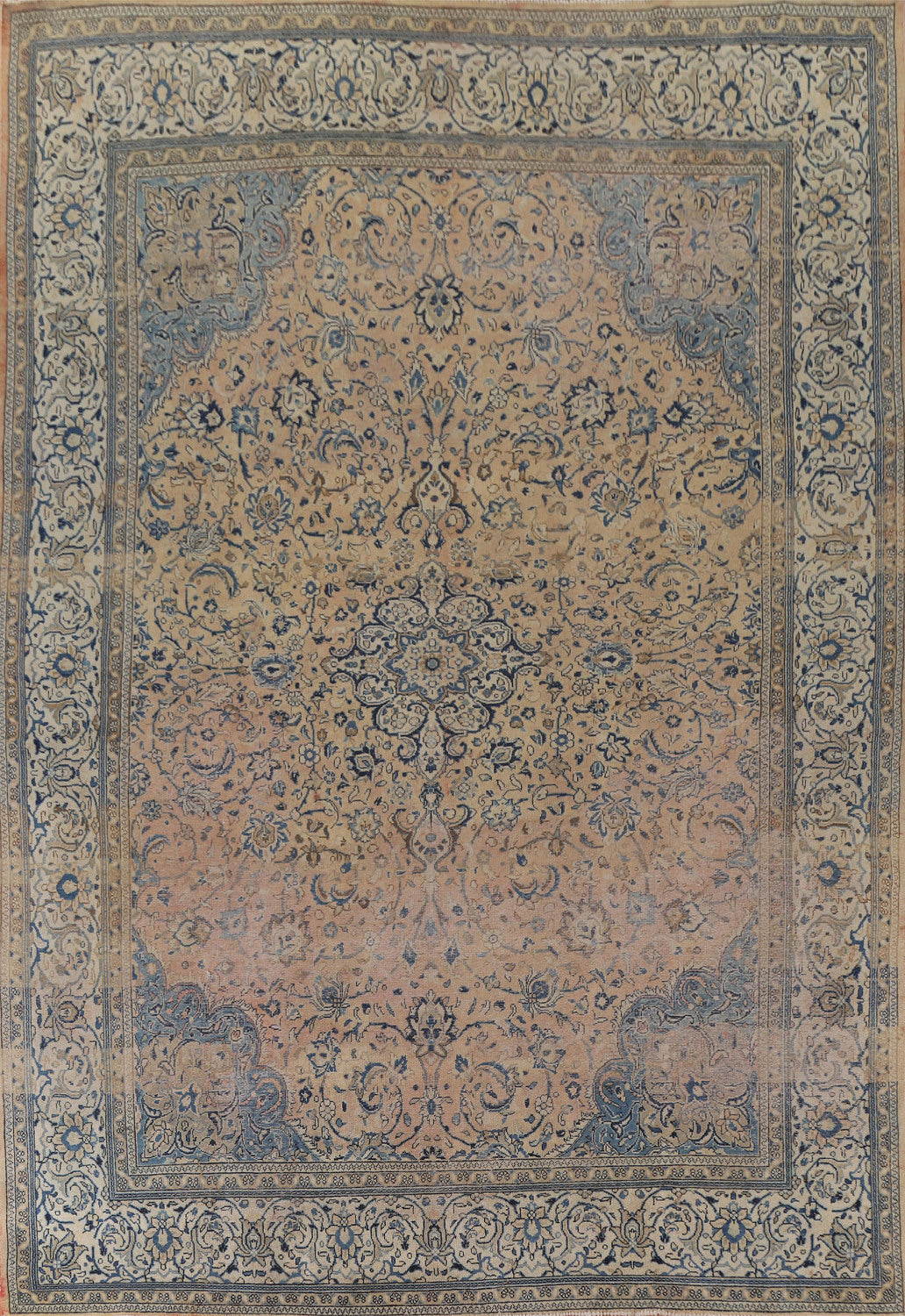 Distressed Floral Sarouk Large Persian Rug 11x14