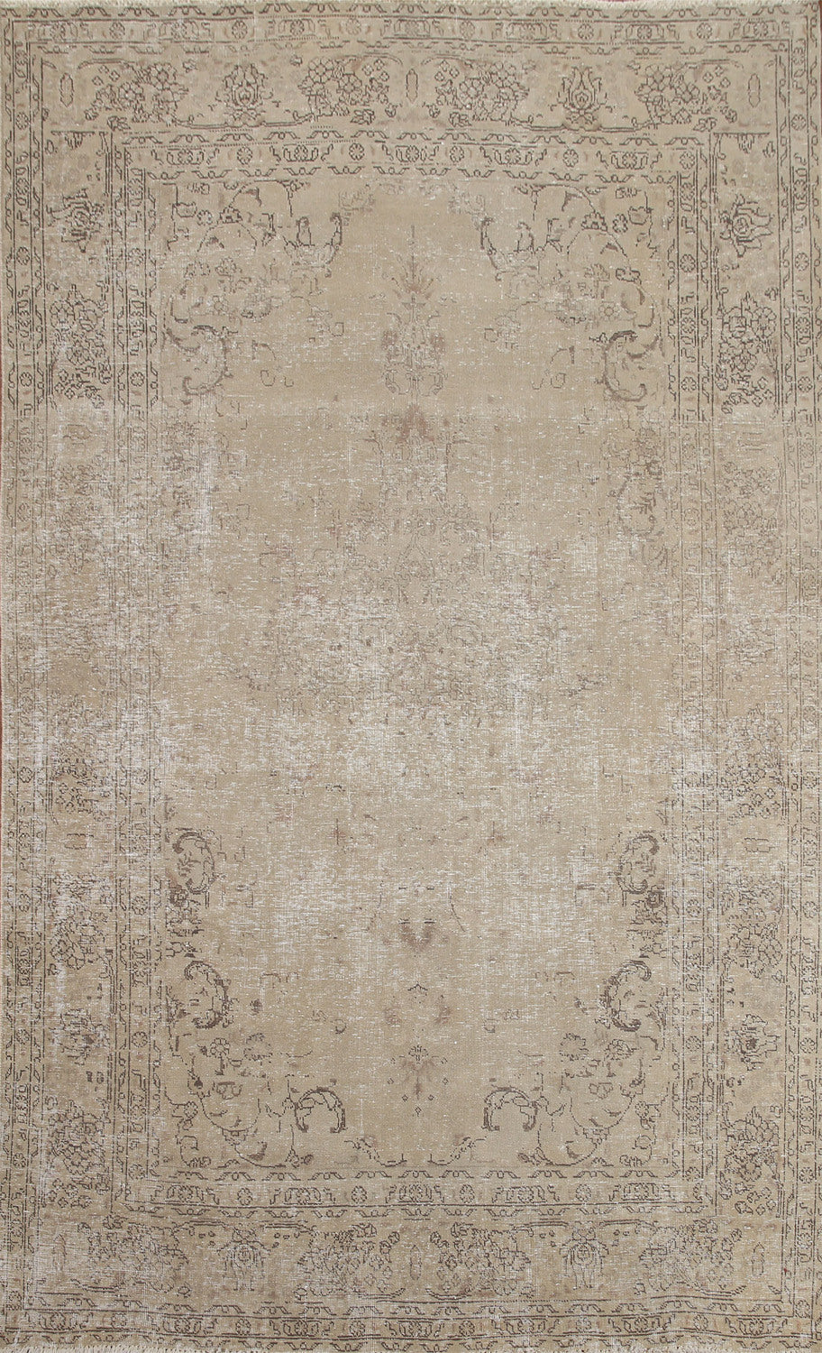 Distressed Wool Tabriz Persian Area Rug 7x9