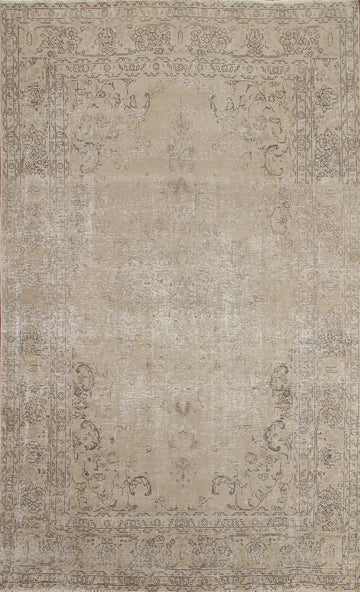 Distressed Wool Tabriz Persian Area Rug 7x9