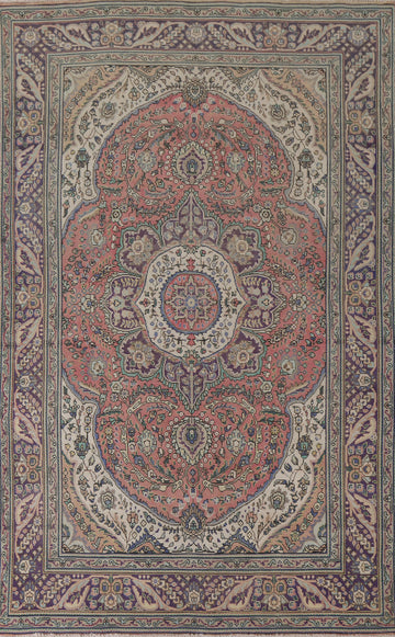Floral Pink Tabriz Persian Area Rug 6x10