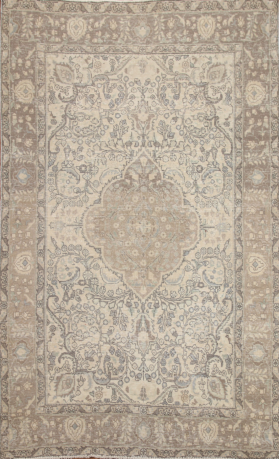 Muted Distressed Tabriz Persian Area Rug 6x9