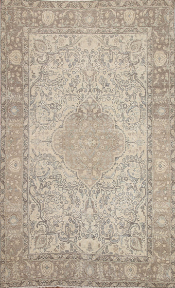 Muted Distressed Tabriz Persian Area Rug 6x9