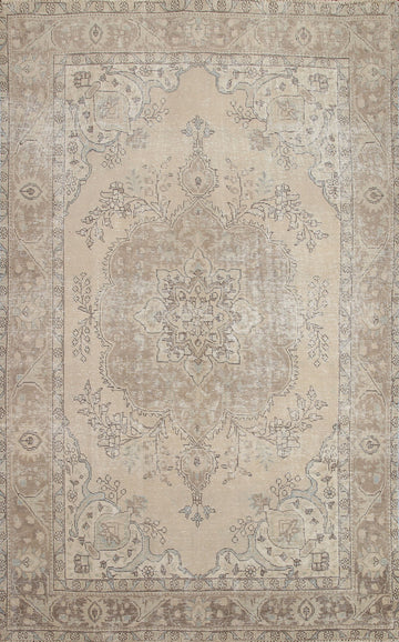 Distressed Wool Tabriz Persian Area Rug 6x9