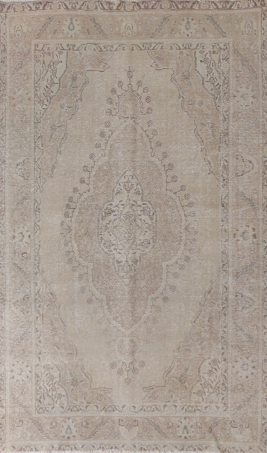 Geometric Wool Tabriz Persian Area Rug 6x10