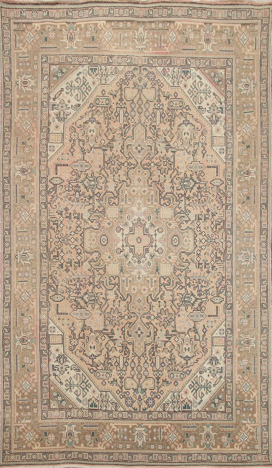 Geometric Wool Tabriz Persian Area Rug 6x10