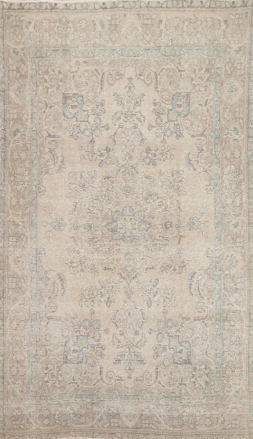 Distressed Muted Tabriz Persian Area Rug 6x10
