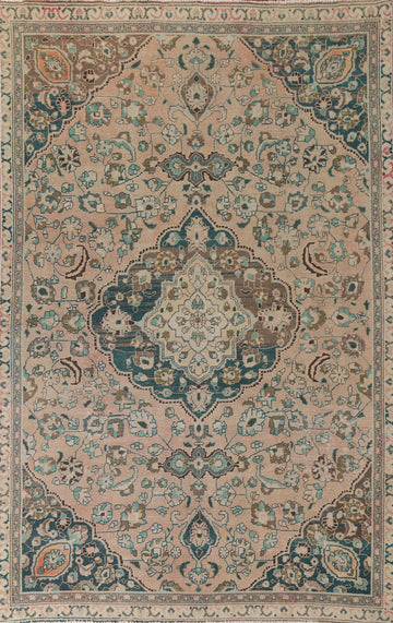 Distressed Mashad Persian Area Rug 7x11