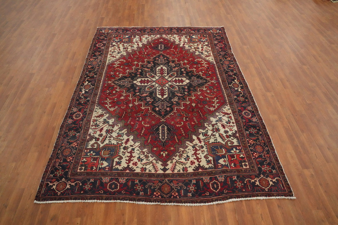 Geometric Red Heriz Persian Area Rug 6x9