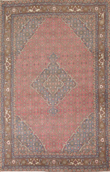 Pink Geometric Ardebil Persian Area Rug 7x10