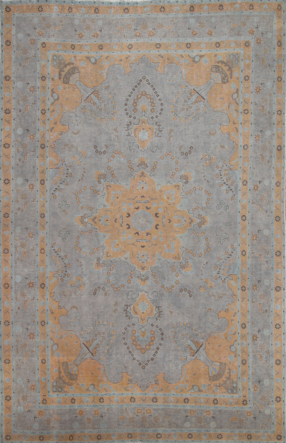 Distressed Over-Dyed Tabriz Persian Area Rug 8x11