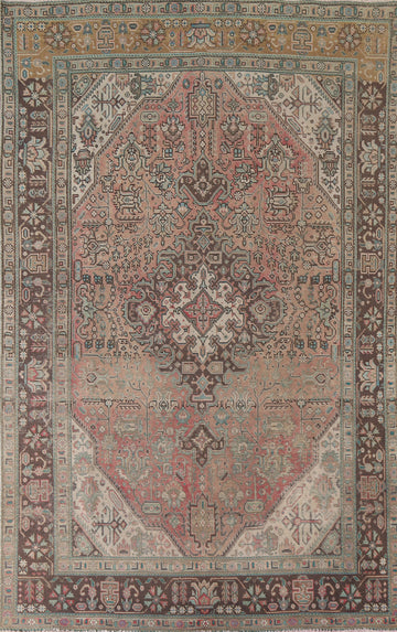 Pink Geometric Tabriz Persian Area Rug 6x10