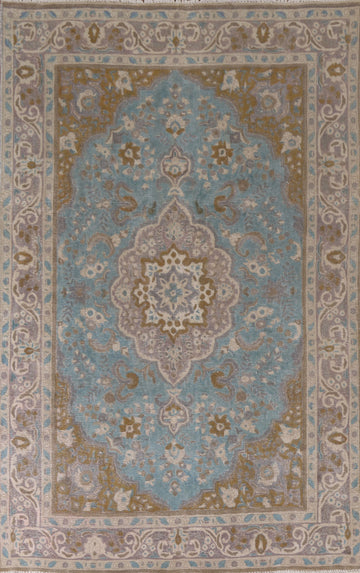 Over-Dyed Blue Tabriz Persian Area Rug 6x9