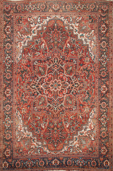 Floral Red Heriz Persian Area Rug 7x10