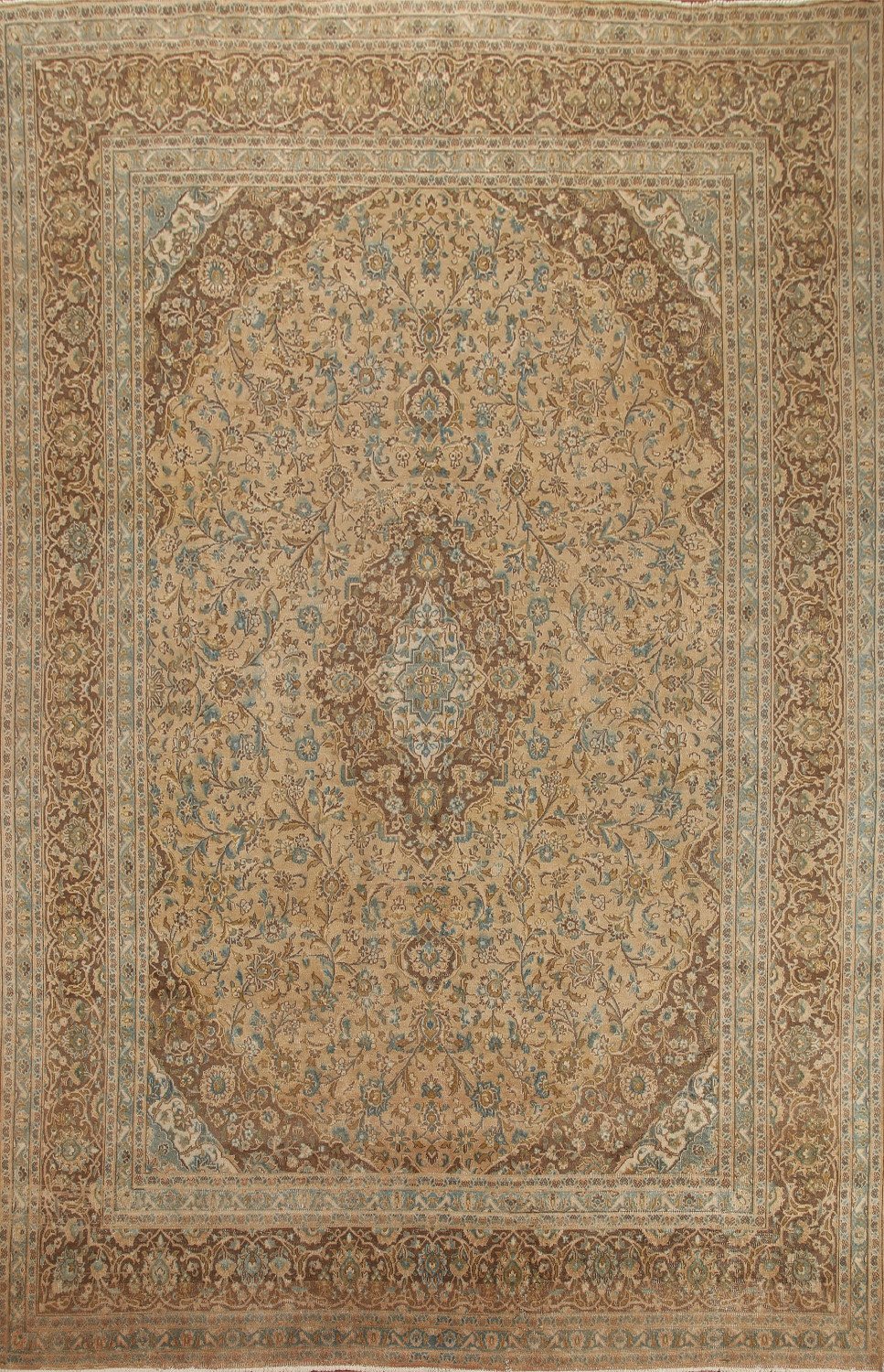 Handmade Floral Kashan Persian Area Rug 9x13