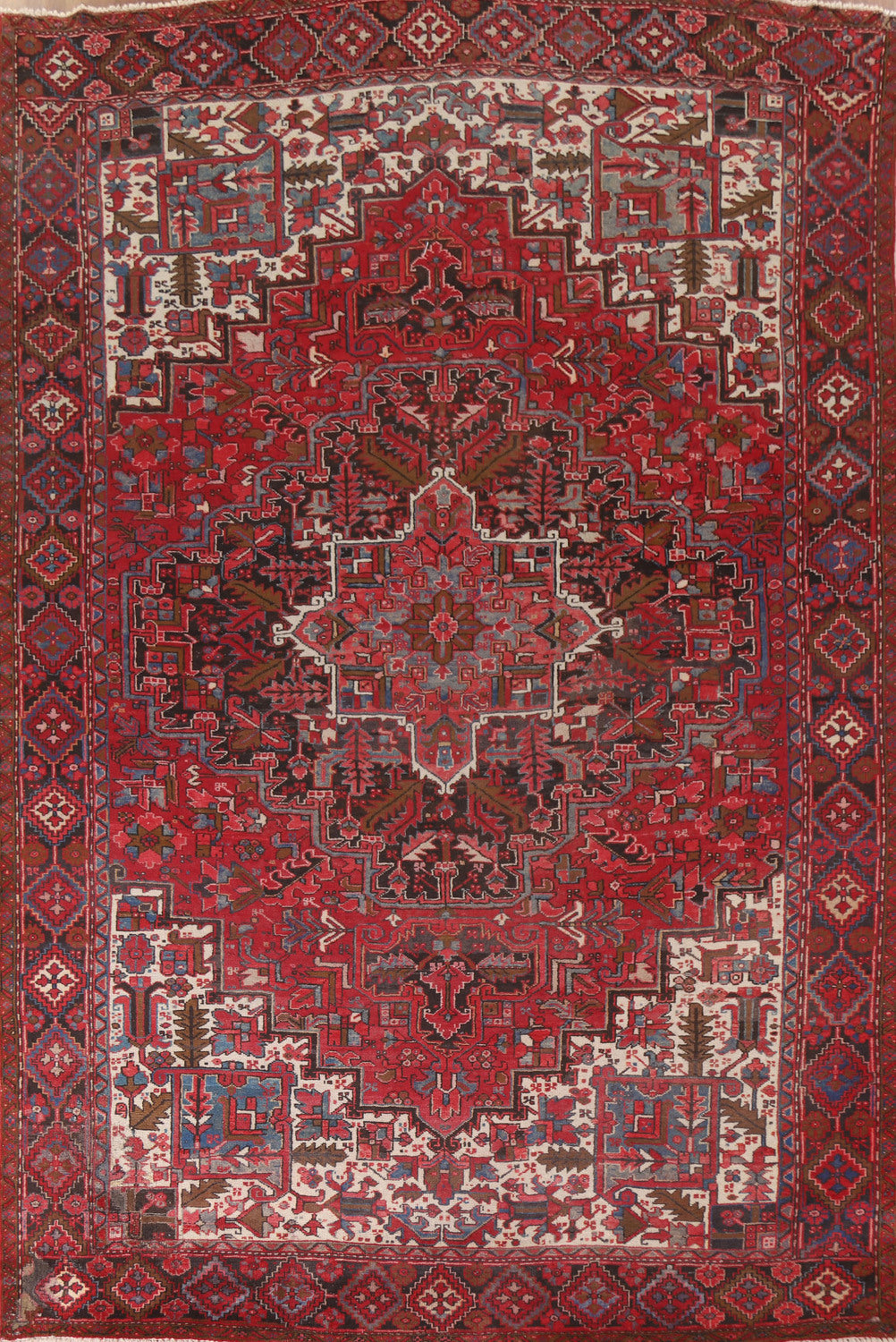 Geometric Wool Heriz Persian Area Rug 10x13