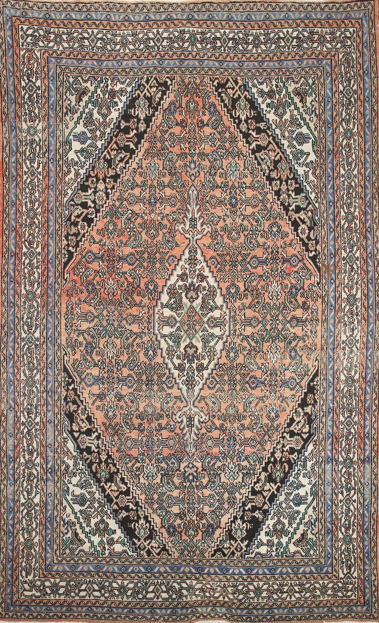 Geometric Wool Hamedan Persian Area Rug 7x10