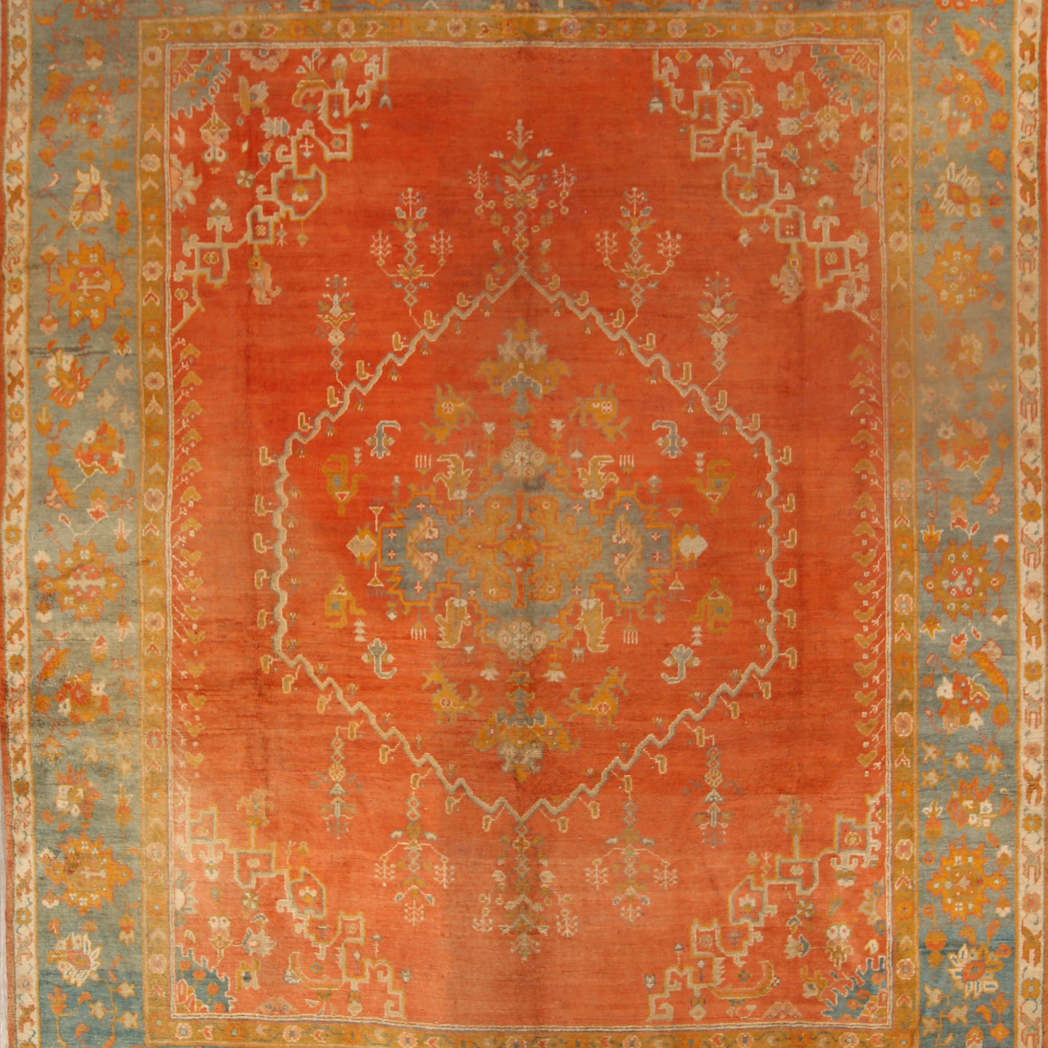Pre-1900 Antique Vegetable Dye Oushak Persian Area Rug 11x14