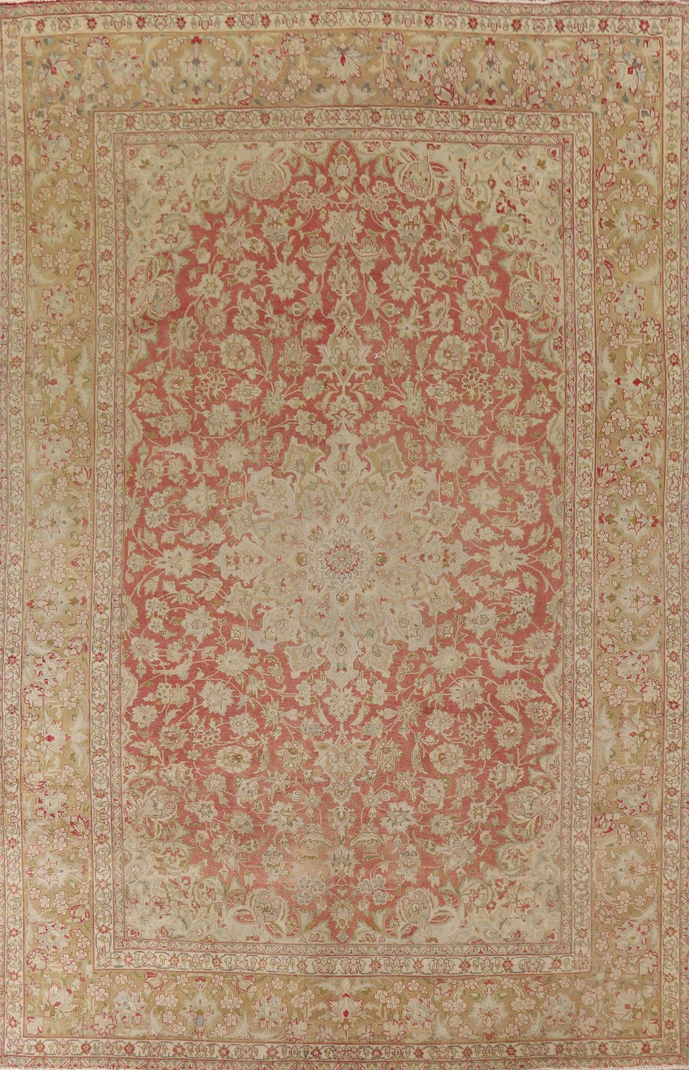 Vintage Floral Tabriz Persian Area Rug 9x13