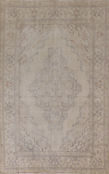 Distressed Wool Tabriz Persian Area Rug 7x10